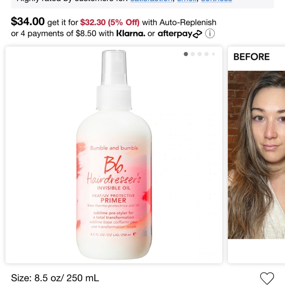 Hairdresser’s Invisible Oil Heat Protectant Leave In Conditioner Primer